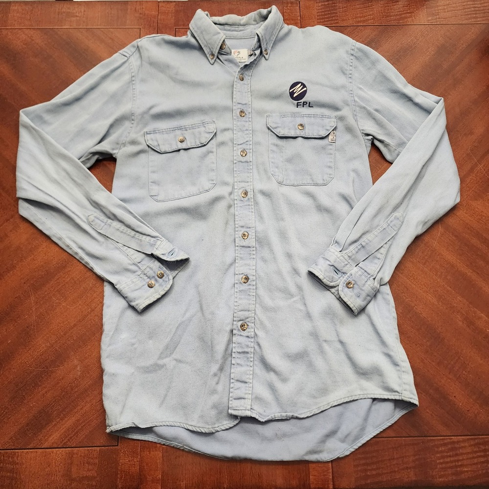 Tyndale Work Shirt Mens MD-LN Light Blue FPL FR Flame Resistant Arc Rated K176T